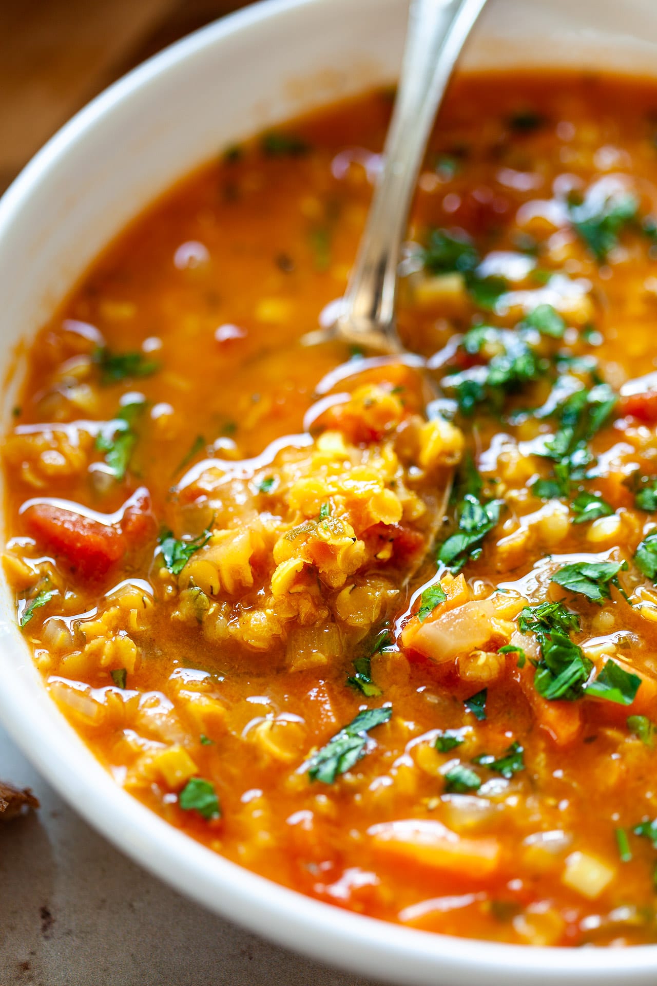 Vegan Red Lentil Stew - Vibrant plate